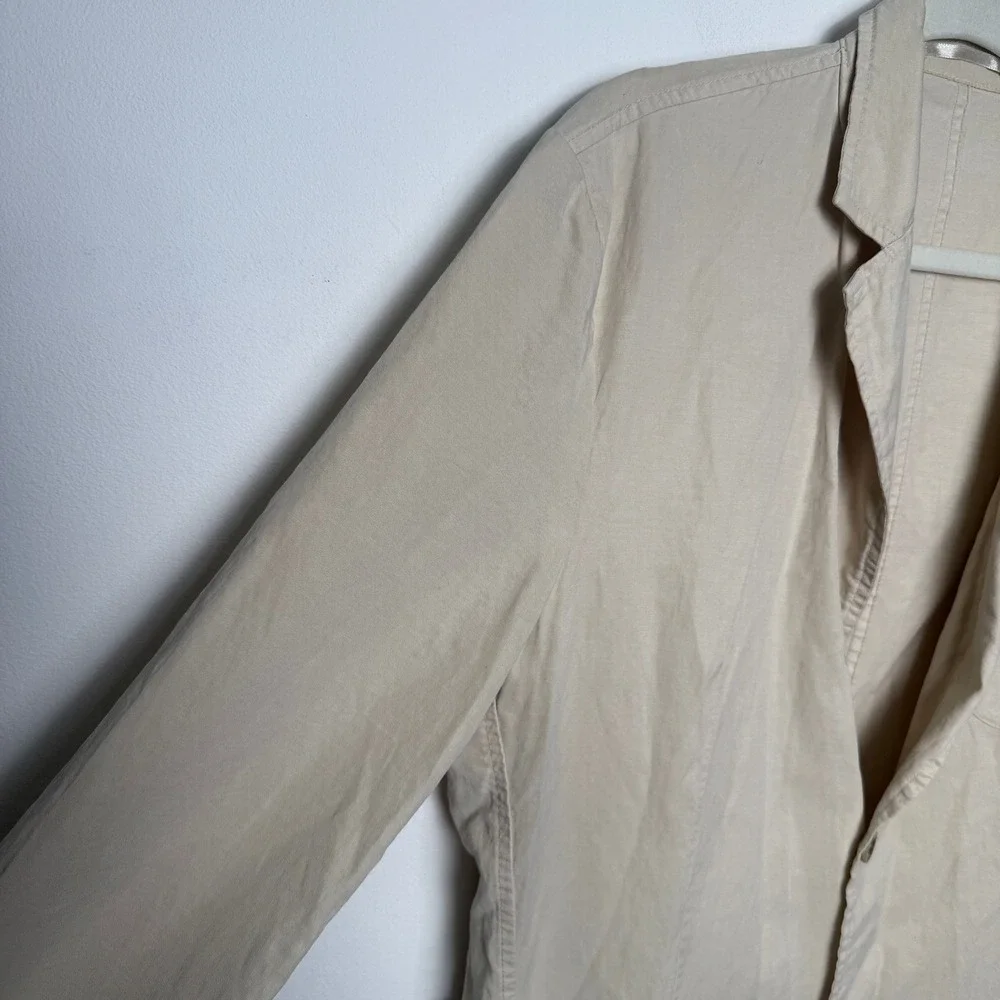 MNG Mango Mens Slim Fit Unstructured Cotton Blazer Jacket Beige Tan Size 40 US